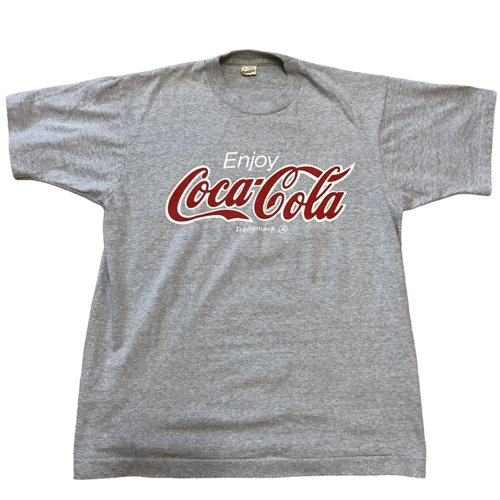 VTG Screen Stars Men's Grey Crewneck Enjoy Coca-Cola T-Shirt Made in USA Sz L